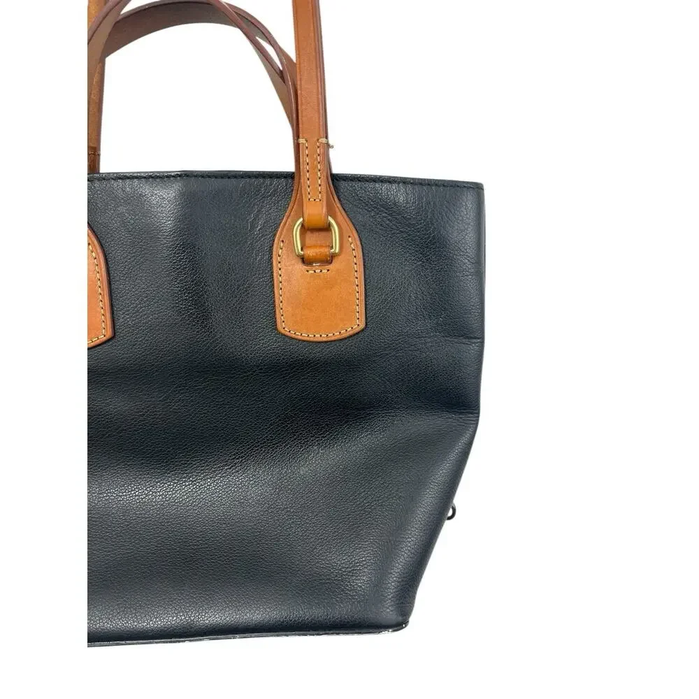 Dooney & Bourke Florentino Black Medium Tote Purse Bag Tassels Brown Leather